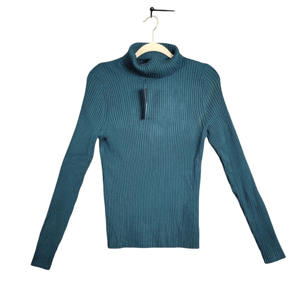 NWT BANANA REPUBLIC 518883 Green Ribbed Knit Turtleneck Sweater SIZE LARGE